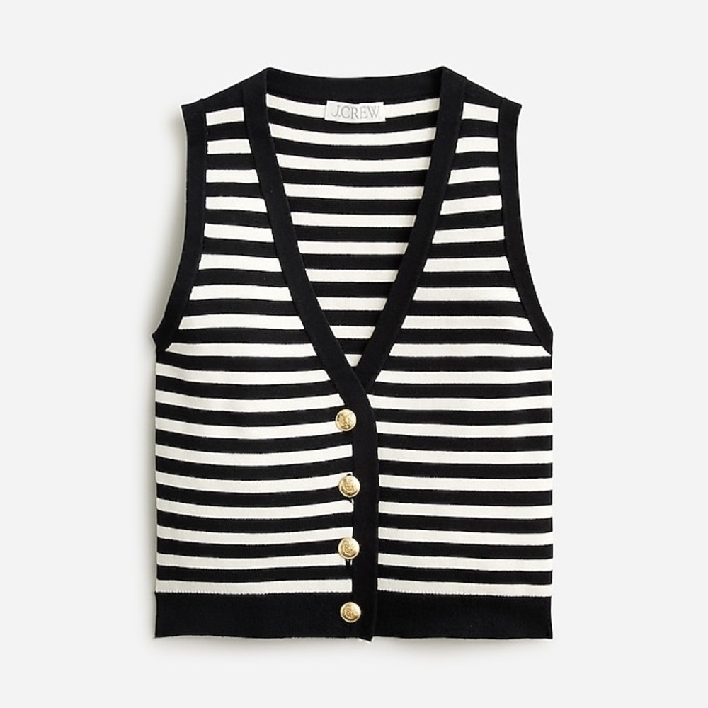 J. Crew Emilie Striped V-Neck Sweater Vest